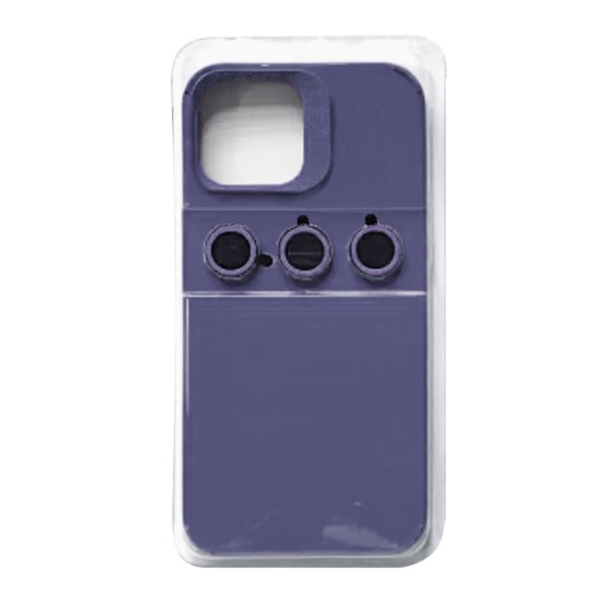 Silicone Case with Separate Camera Glass Set for Apple iPhone 14 Pro Blue